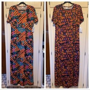 Lularoe Maria Dresses (2) NWT size L colorful prints maxi length